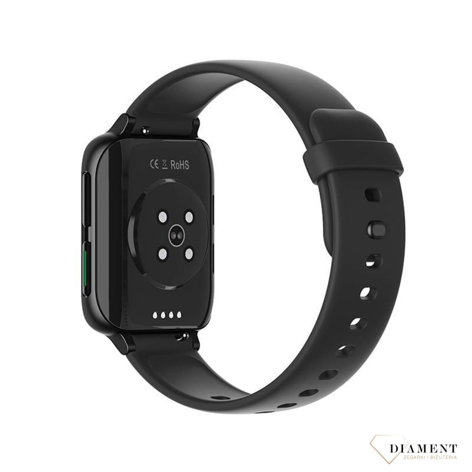 Smartwatch damski Garett BeFit Sport RT czarny cechuje się modnym, nowoczesnym designem. Połączenie prostokątnej, metalowej koperty w kolorze czarnym z gumowym paskiem..jpg